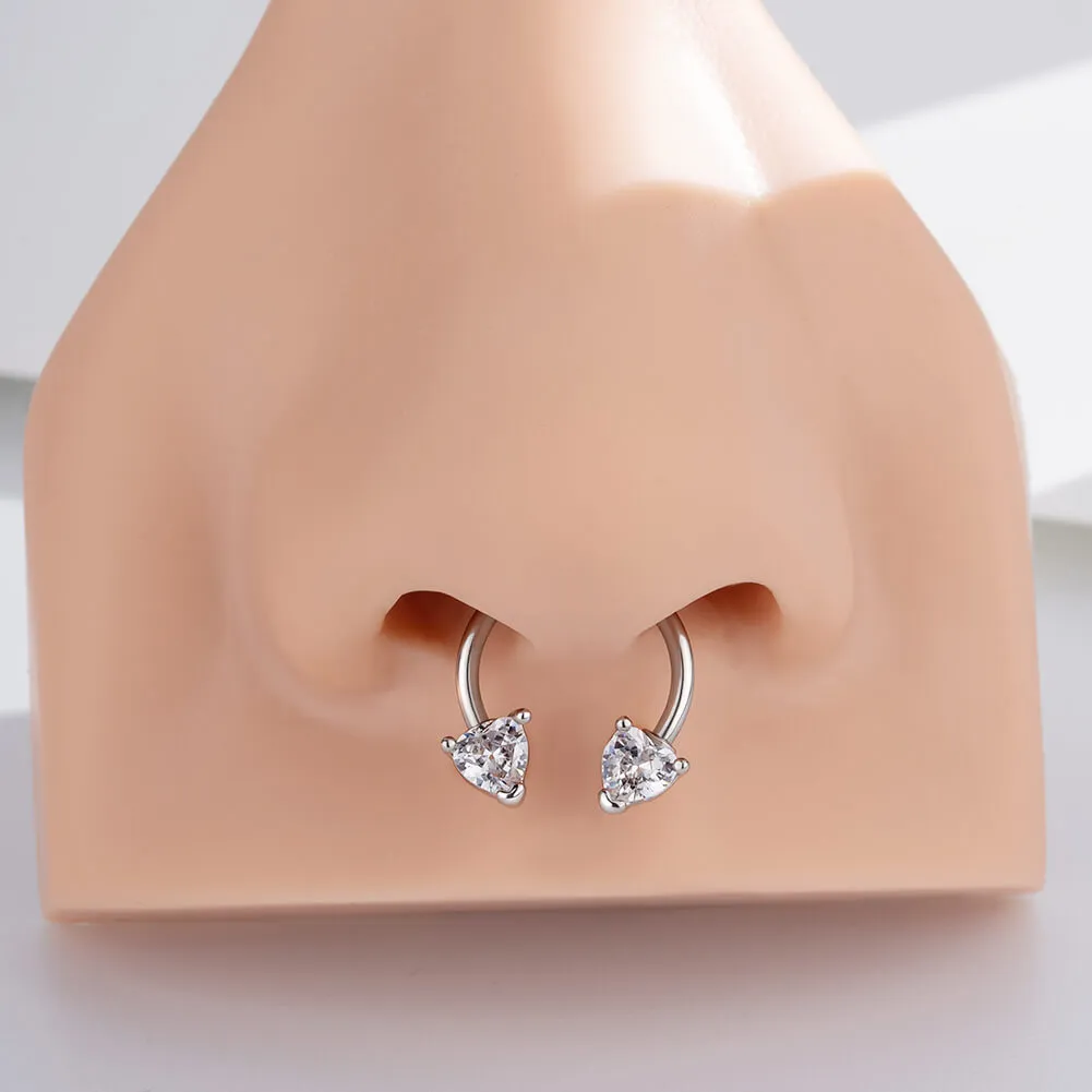 16G CZ Heart Horseshoe Circular Barbell Septum Ring