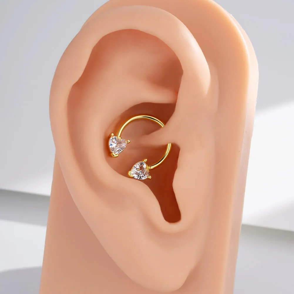 16G CZ Heart Horseshoe Circular Barbell Septum Ring