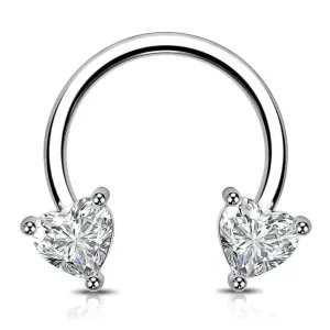 16G CZ Heart Horseshoe Circular Barbell Septum Ring