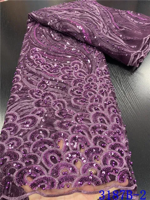 2022 High Quality Sequins African Lace with Embroidery Fabric for Women