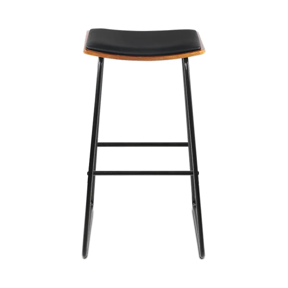 4x Bar Stools | Leather Padded | Metal Frame