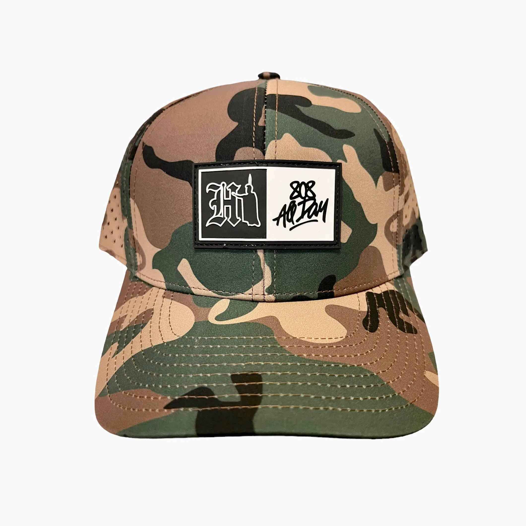 808ALLDAY Water Tech Woodland Camo Box HI Kam Snapback