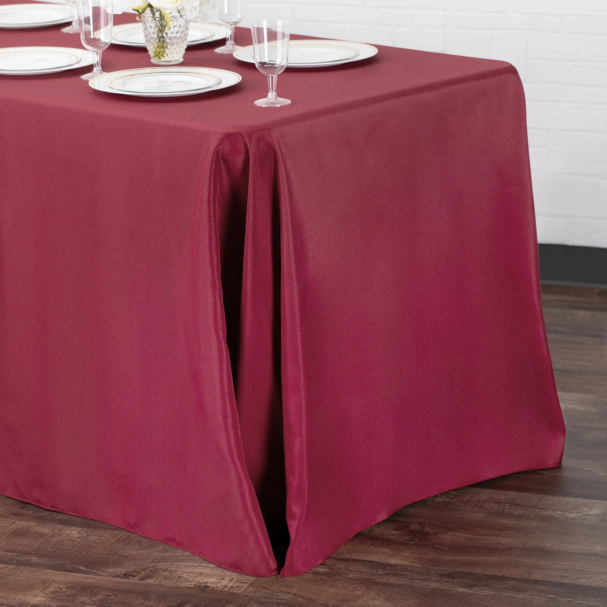 90"x156" Rectangular Oblong Polyester Tablecloth - Burgundy