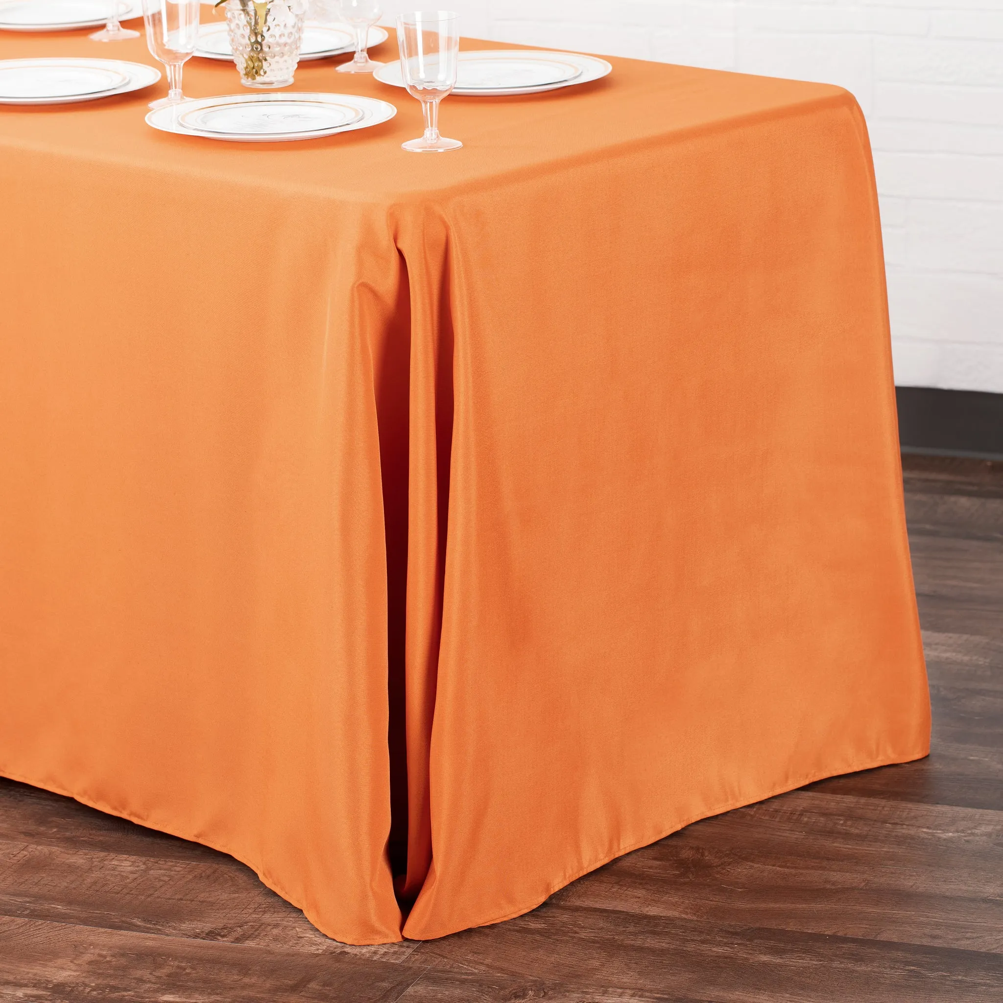 90"x156" Rectangular Oblong Polyester Tablecloth - Burnt Orange