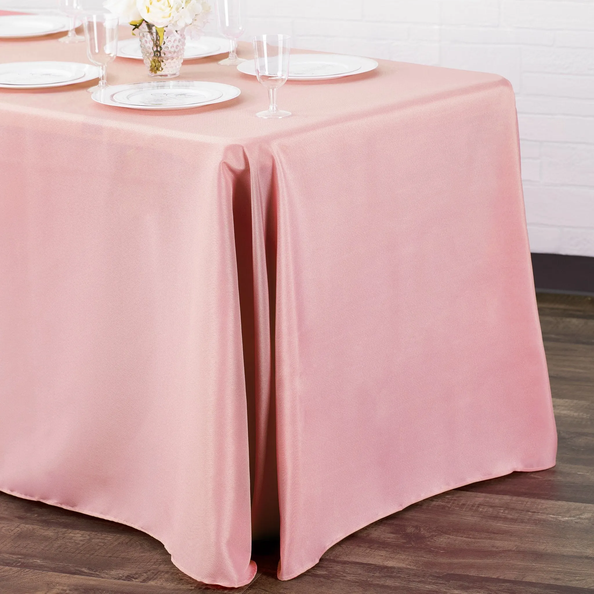90"x156" Rectangular Oblong Polyester Tablecloth - Dusty Rose/Mauve
