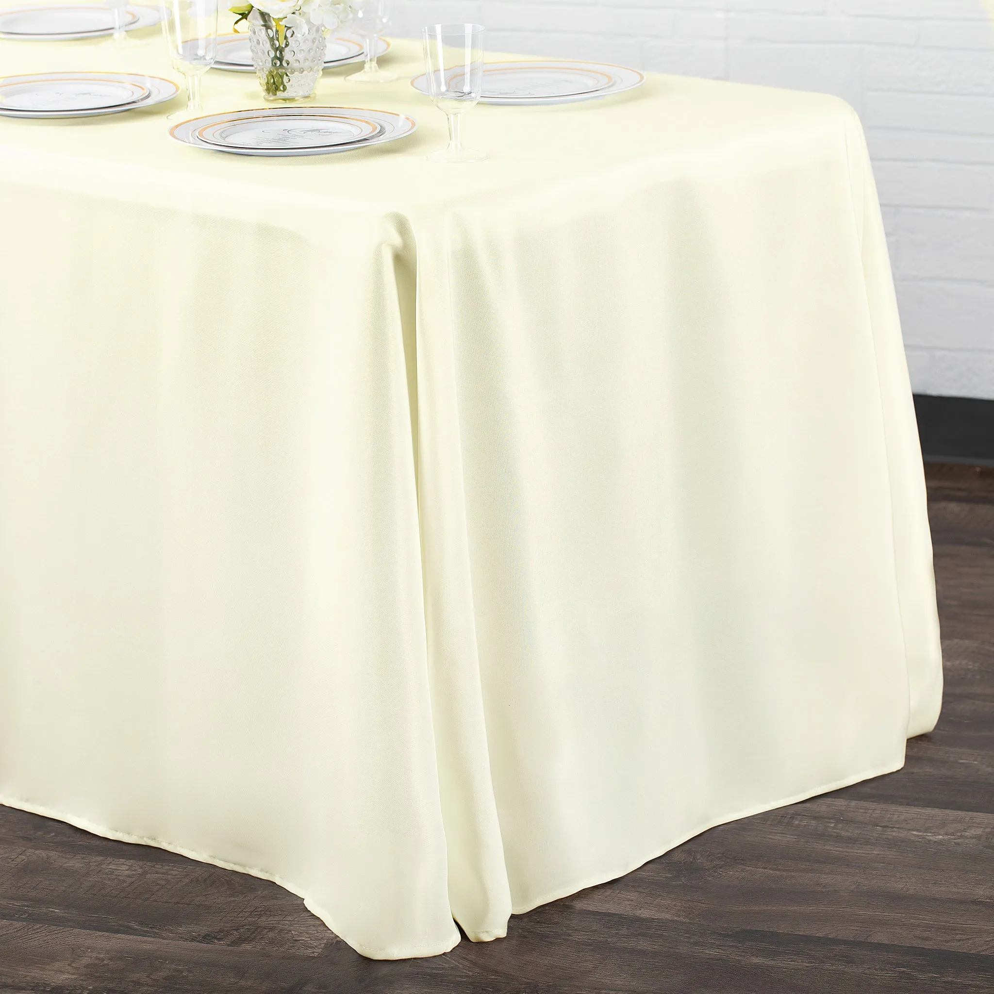90"x156" Rectangular Oblong Polyester Tablecloth - Ivory