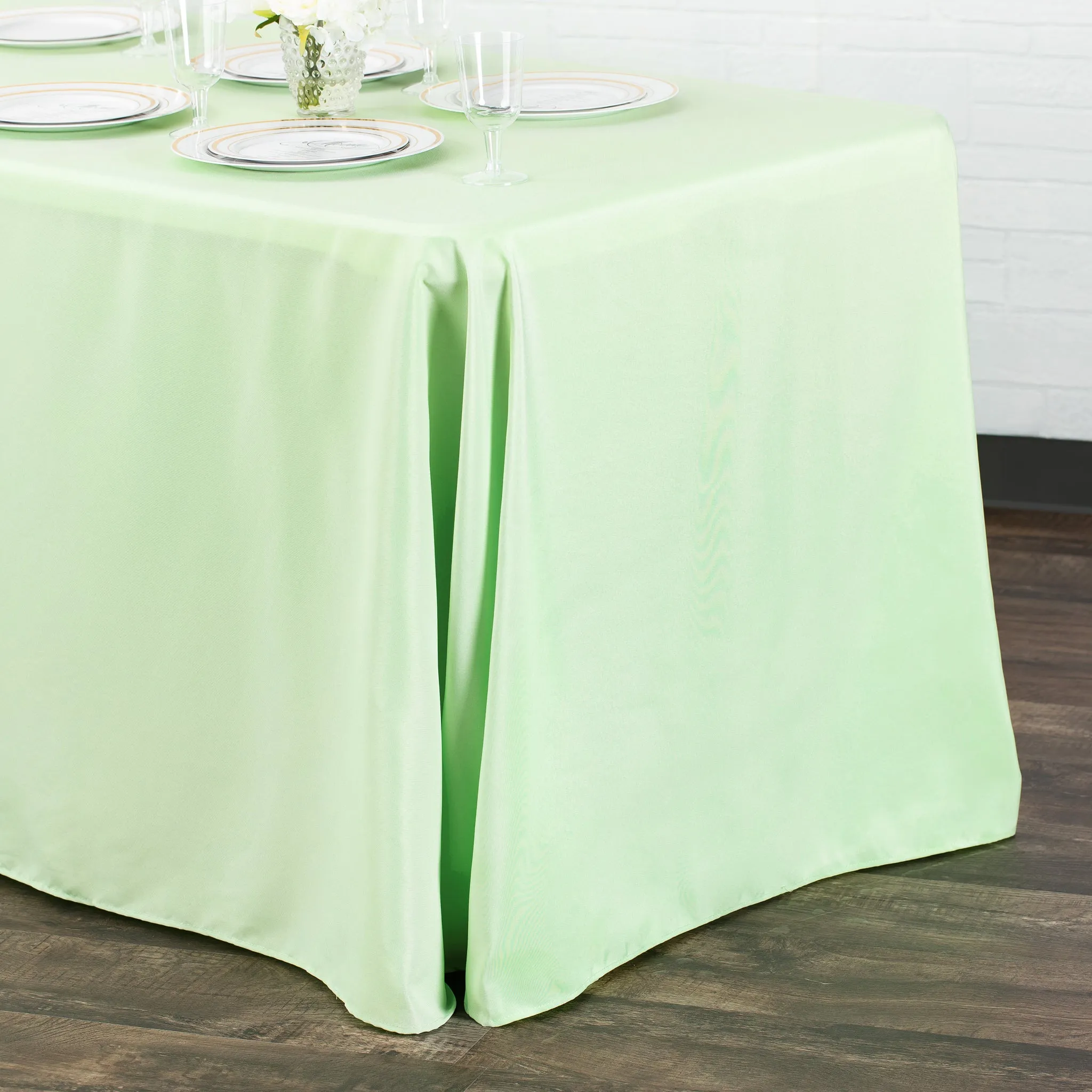 90"x156" Rectangular Oblong Polyester Tablecloth - Mint Green