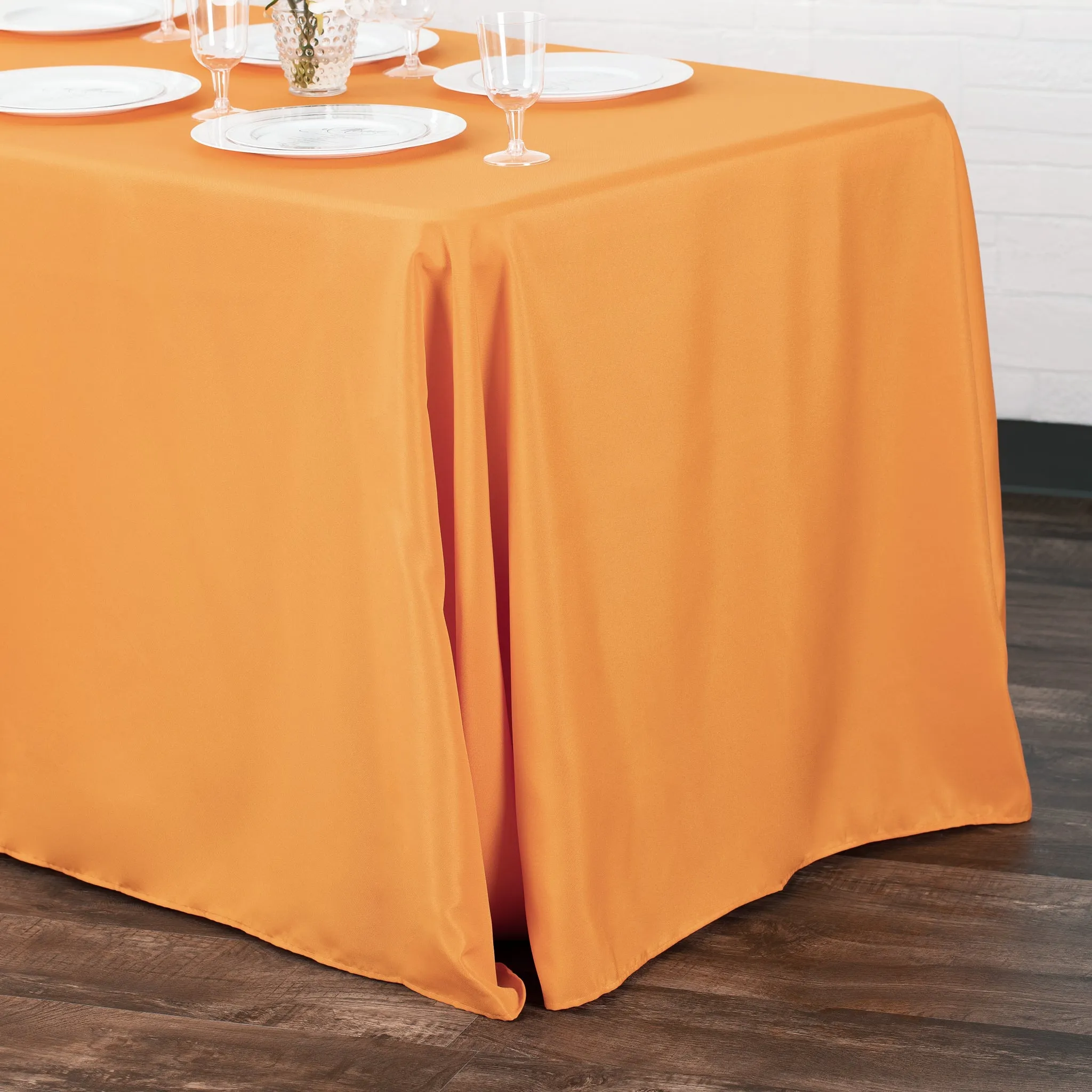 90"x156" Rectangular Oblong Polyester Tablecloth - Orange