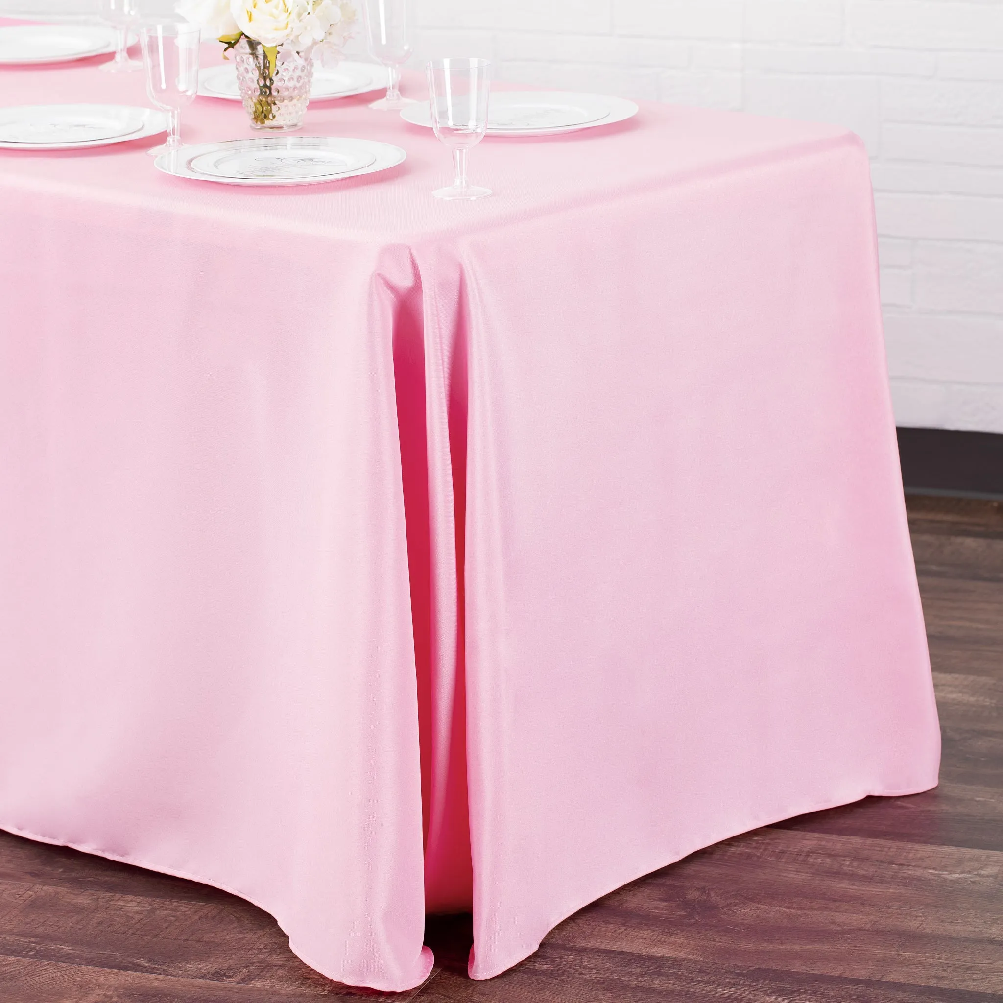 90"x156" Rectangular Oblong Polyester Tablecloth - Pink