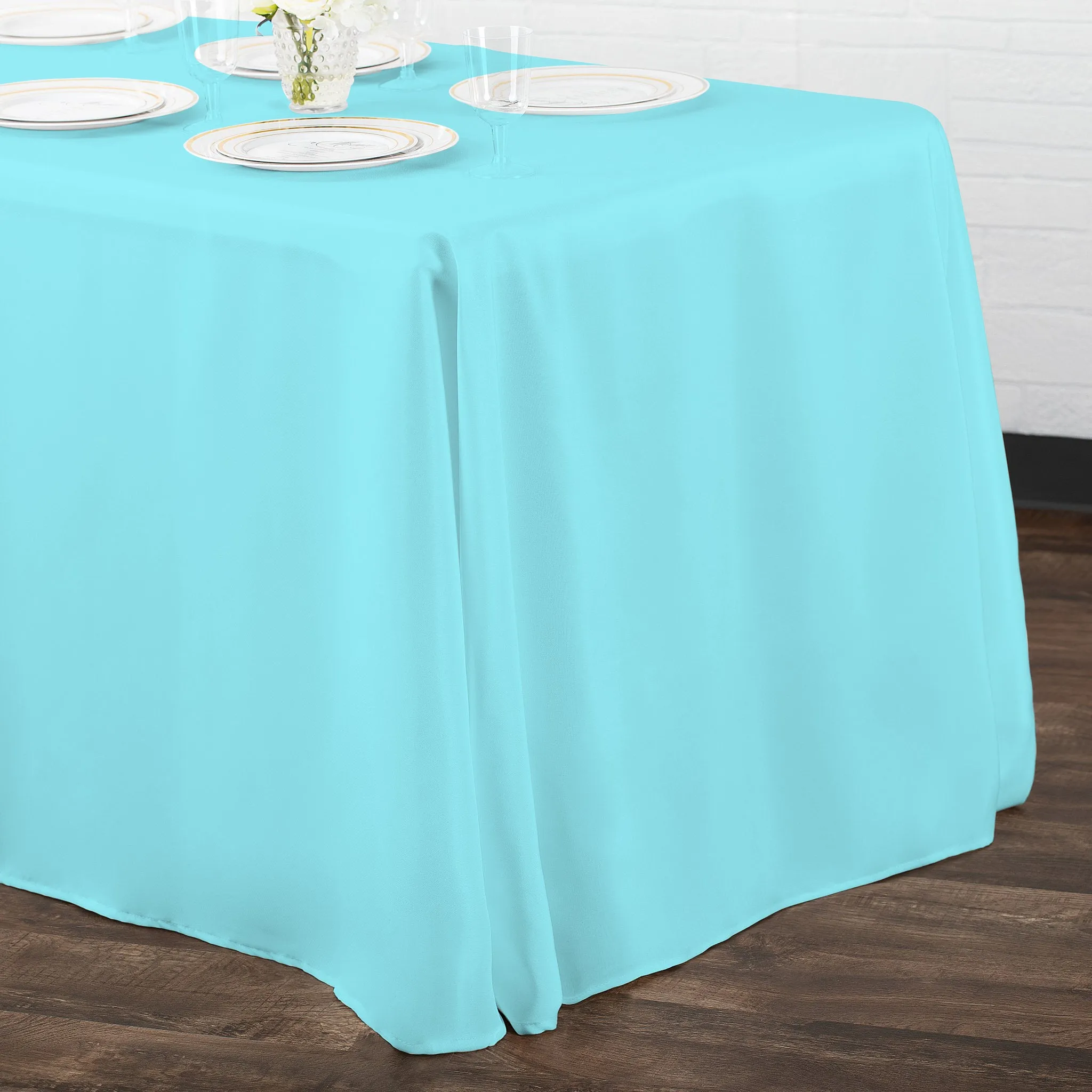 90"x156" Rectangular Oblong Polyester Tablecloth - Pool Blue