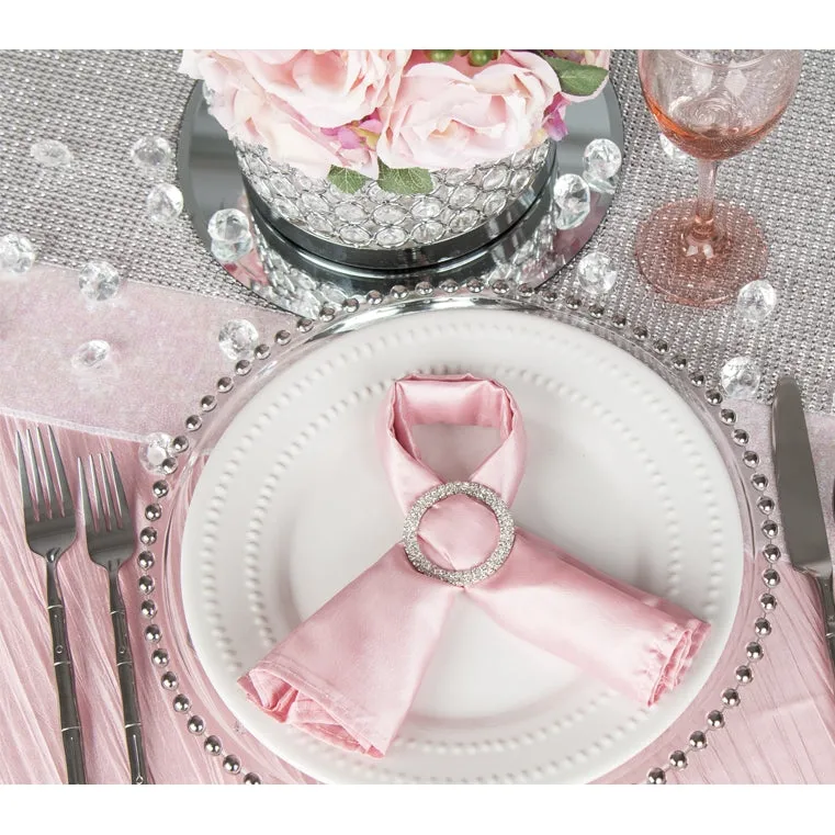 Accordion Crinkle Taffeta 132" Round Tablecloth - Pink