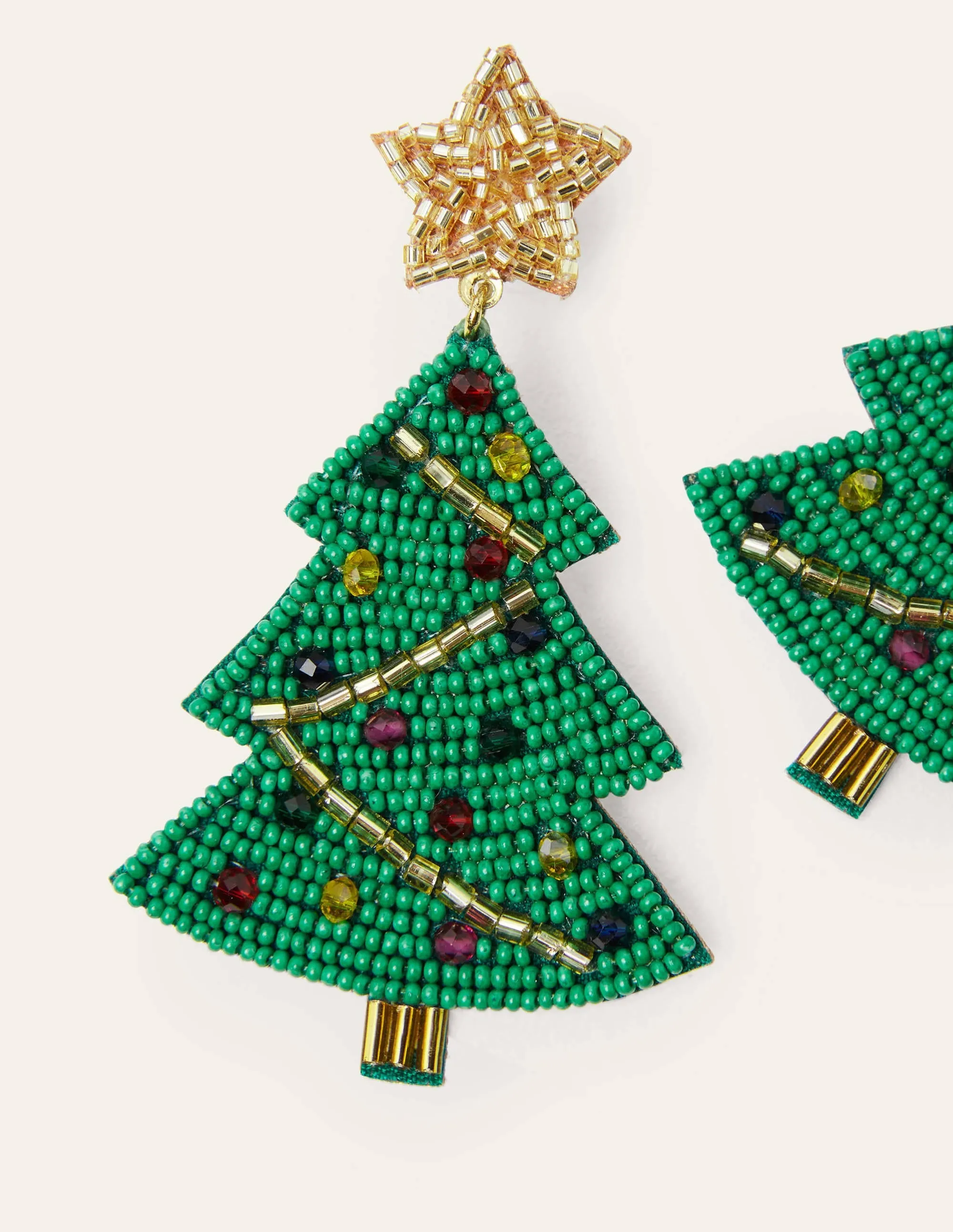 Beaded Festive Earrings-Christmas Trees