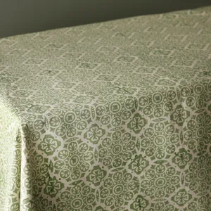Block Print Tablecloth / Sage Mosaic