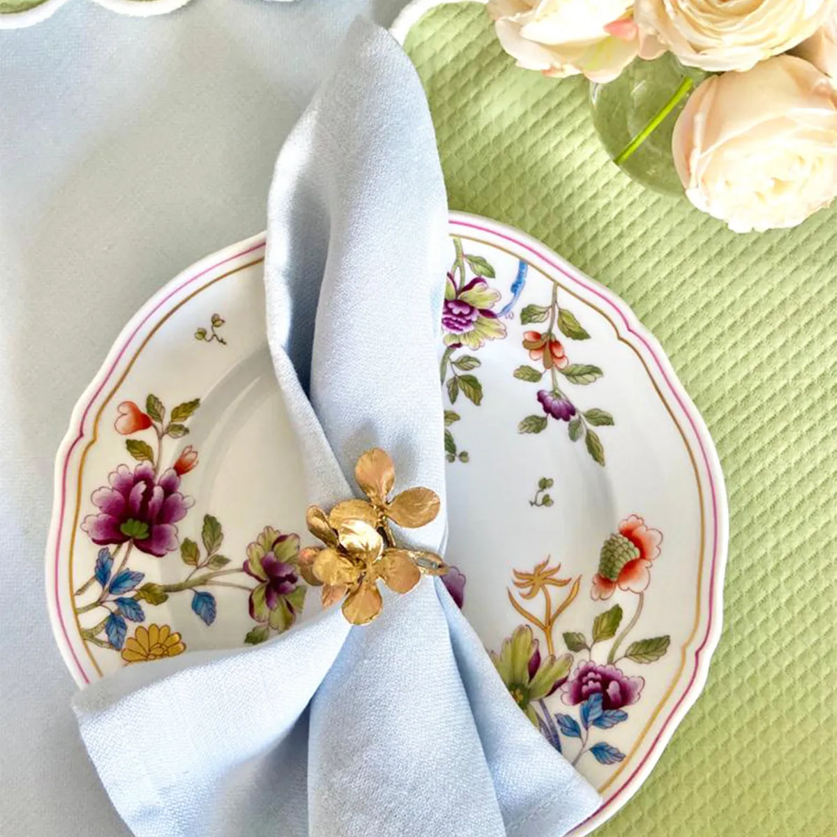 Blue Linen Sateen Napkins - Set of 4