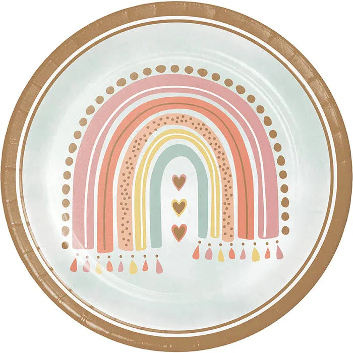 Boho Rainbow 60 Piece Birthday Party Kit for 8