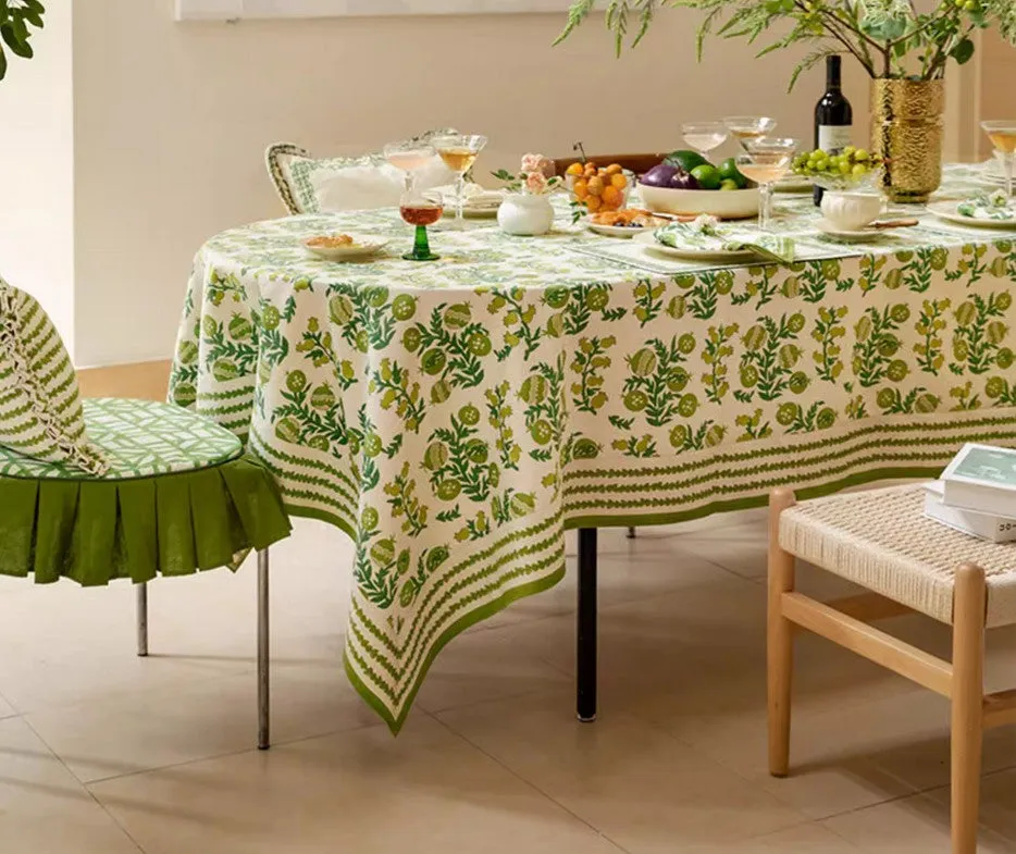Canterbury Bell and Pomegranate Table Covers for Round Table, Large Modern Rectangle Tablecloth for Dining Table, Farmhouse Table Cloth for Oval Table