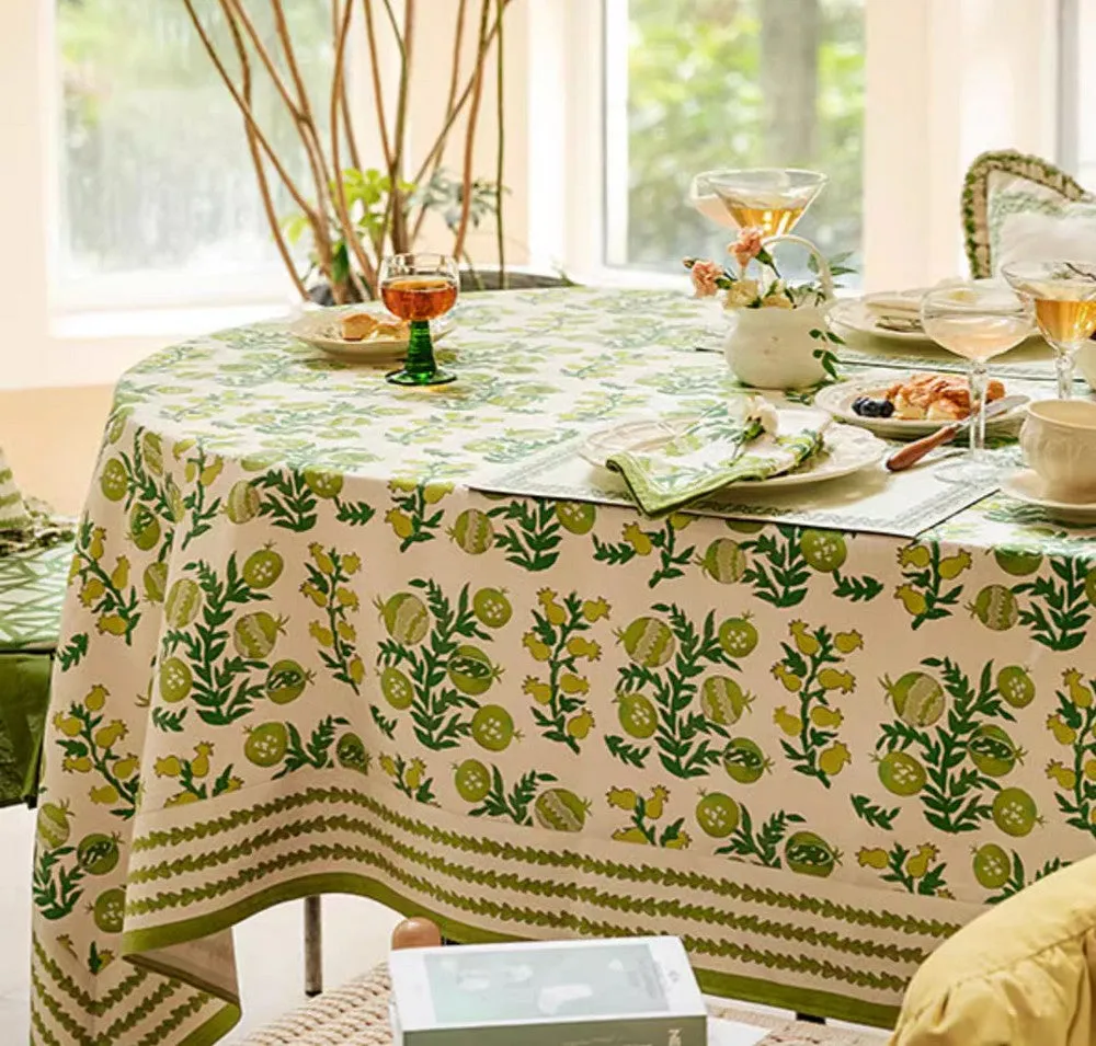 Canterbury Bell and Pomegranate Table Covers for Round Table, Large Modern Rectangle Tablecloth for Dining Table, Farmhouse Table Cloth for Oval Table
