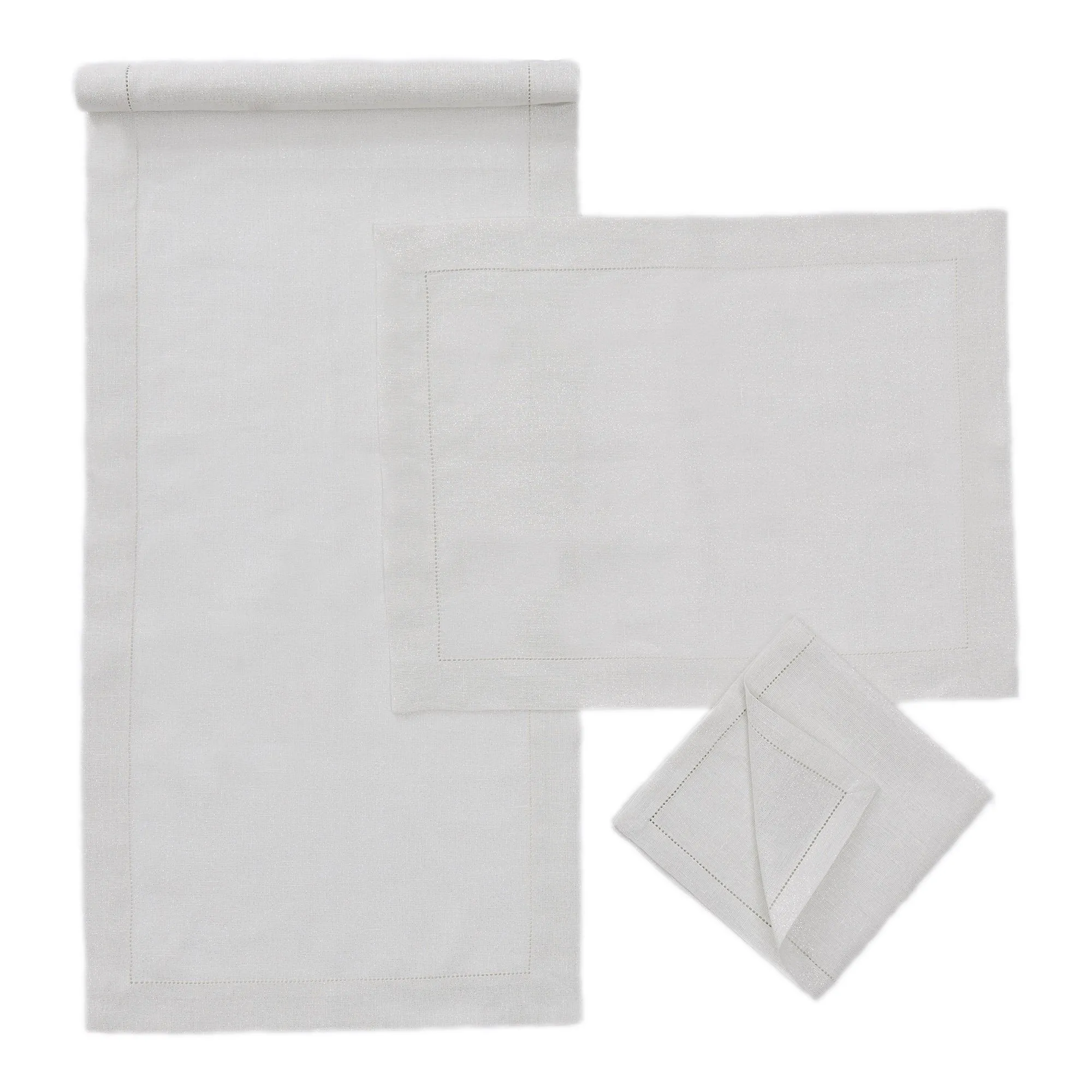 Cavaillon Lurex Table Runner [Silver/White]
