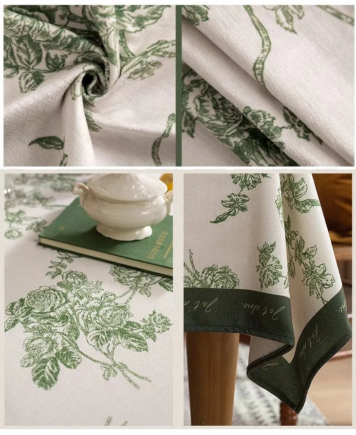 Chenille Flower Tablecloth for Dining Table, Elegant French Style Table Cover for Dining Room Table, Modern Rectangle Tablecloth for Oval Table