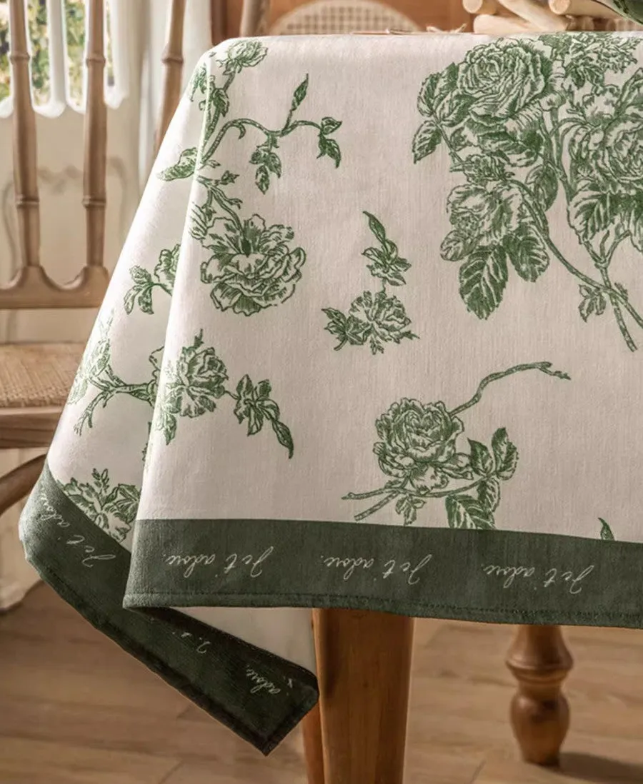 Chenille Flower Tablecloth for Dining Table, Elegant French Style Table Cover for Dining Room Table, Modern Rectangle Tablecloth for Oval Table