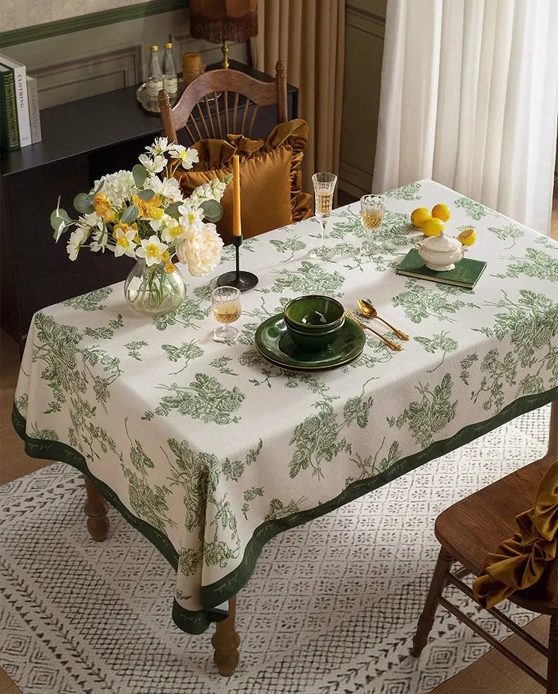 Chenille Flower Tablecloth for Dining Table, Elegant French Style Table Cover for Dining Room Table, Modern Rectangle Tablecloth for Oval Table