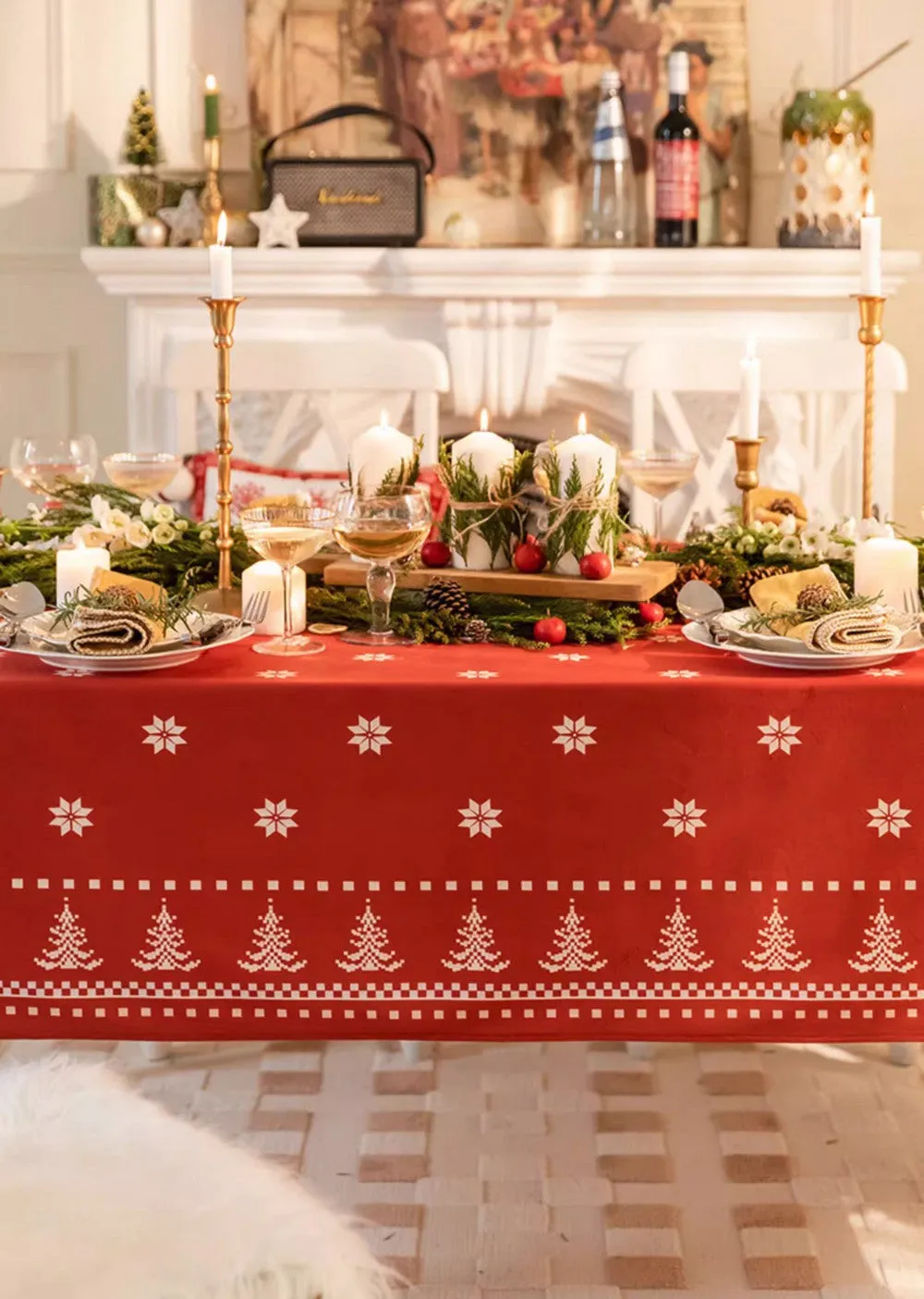 Christmas Edelweiss Table Covers, Square Tablecloth for Kitchen, Extra Large Modern Rectangular Tablecloth for Dining Room Table, Large Tablecloth for Round Table