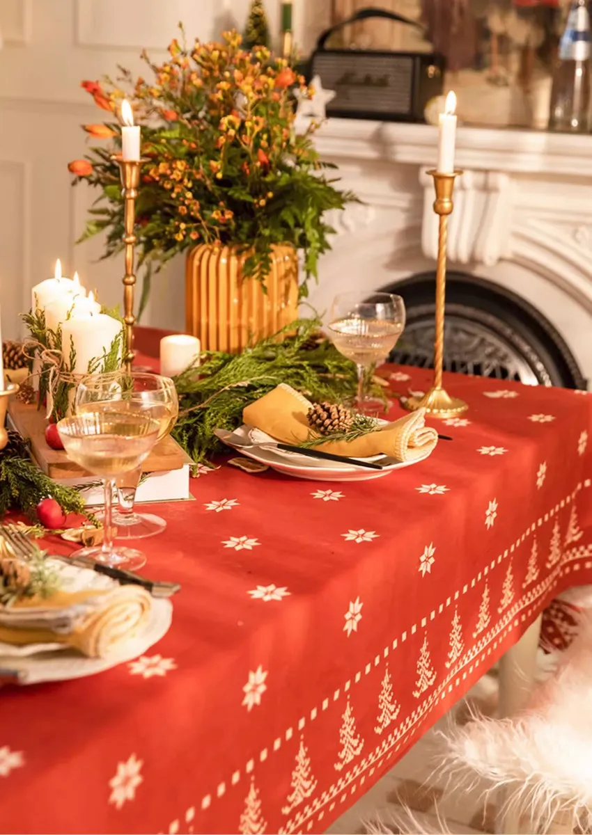 Christmas Edelweiss Table Covers, Square Tablecloth for Kitchen, Extra Large Modern Rectangular Tablecloth for Dining Room Table, Large Tablecloth for Round Table