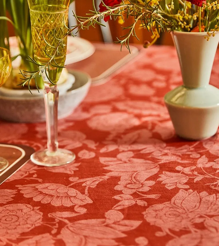 Christmas Table Cloth, Wedding Tablecloth, Red Flower Pattern Tablecloth for Home Decoration, Rectangle Tablecloth for Dining Room Table, Square Tablecloth