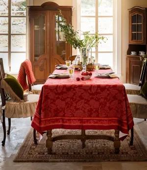 Christmas Table Cloth, Wedding Tablecloth, Red Flower Pattern Tablecloth for Home Decoration, Rectangle Tablecloth for Dining Room Table, Square Tablecloth