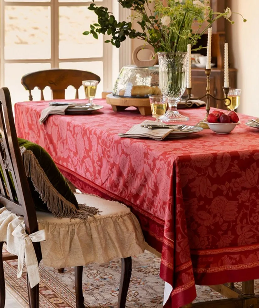Christmas Table Cloth, Wedding Tablecloth, Red Flower Pattern Tablecloth for Home Decoration, Rectangle Tablecloth for Dining Room Table, Square Tablecloth