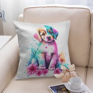 Color Splash Puppy Pillow Cover