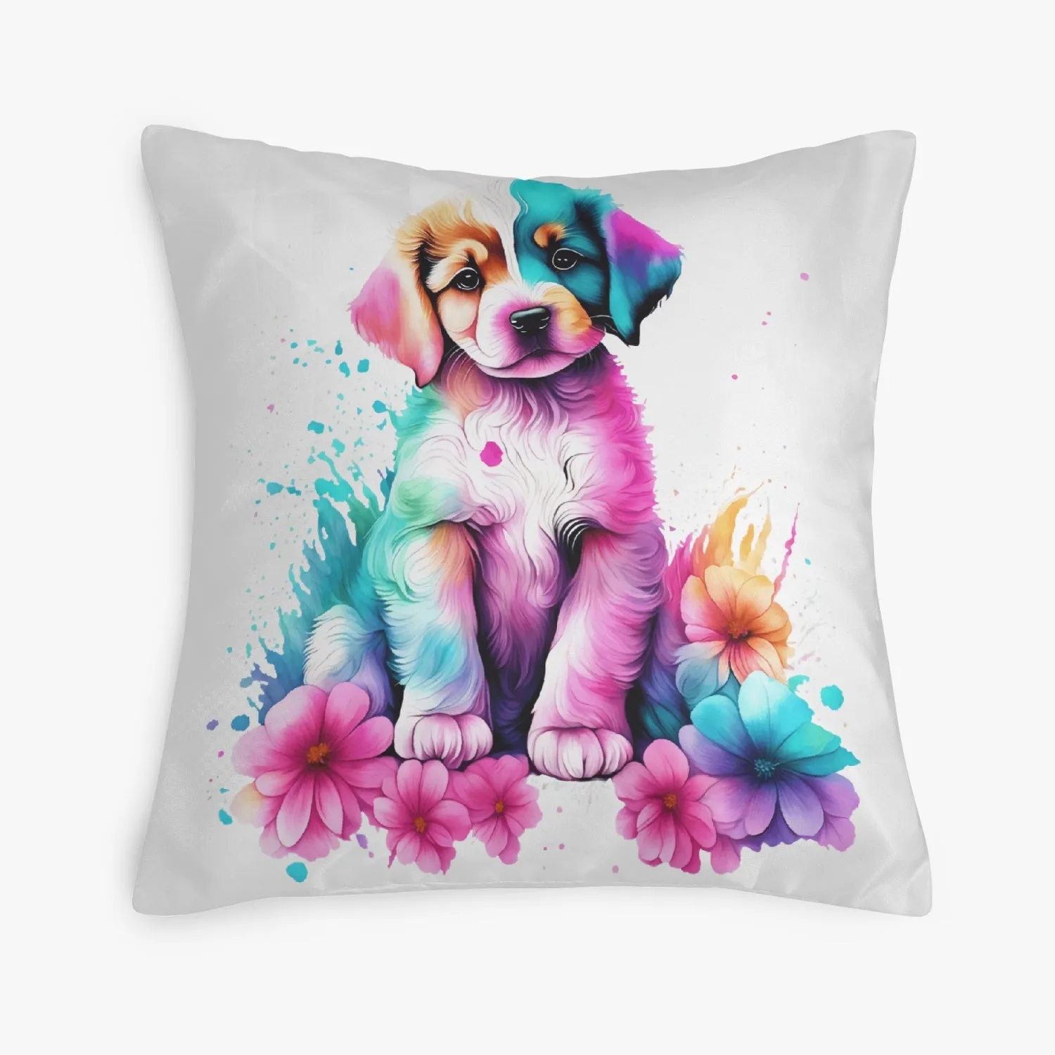 Color Splash Puppy Pillow Cover