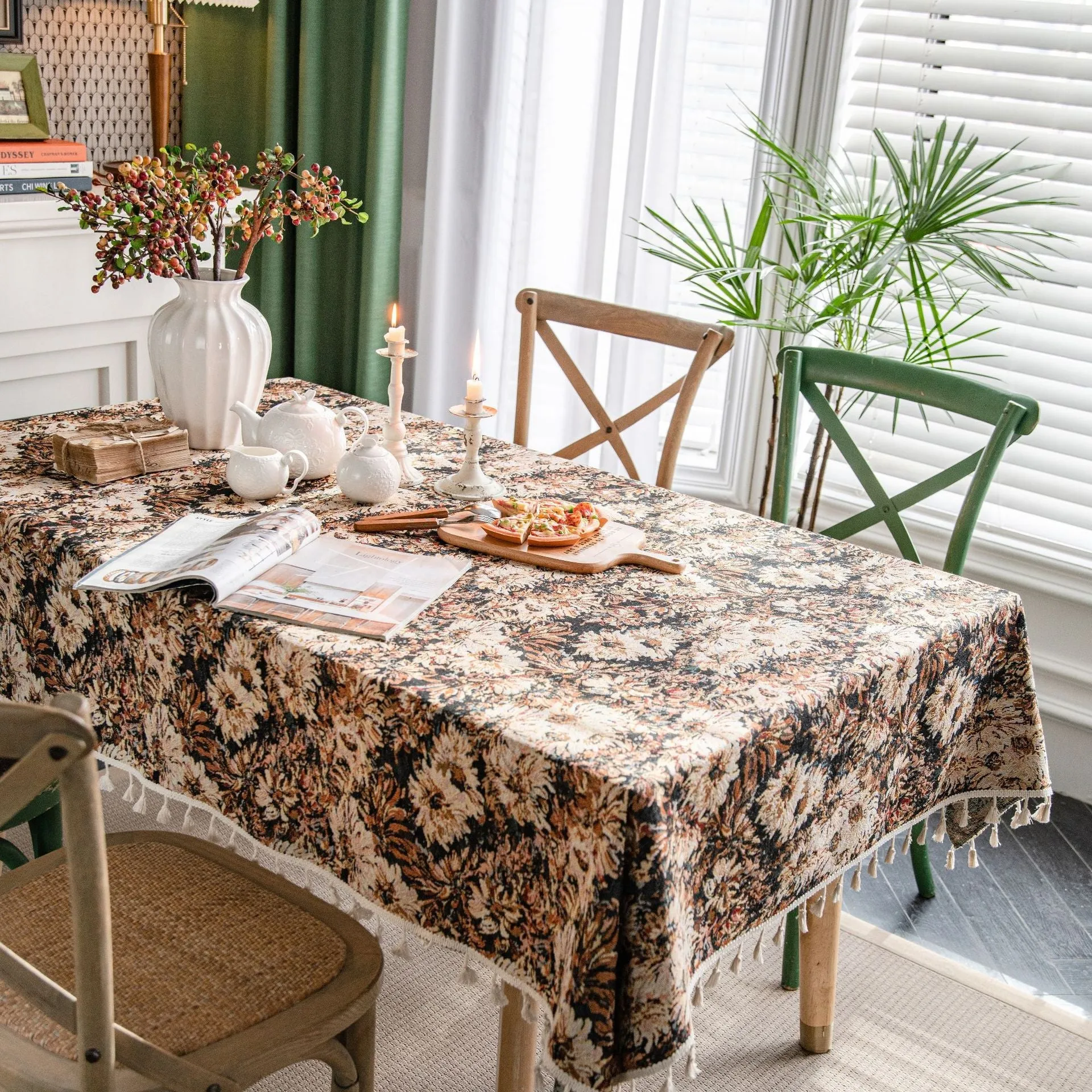 Colorful Jacquard Table Cloth American Tablecloth Double-Sided Pattern Thick Tablecloth Geometric Bohemian Dustproof Table Cloth
