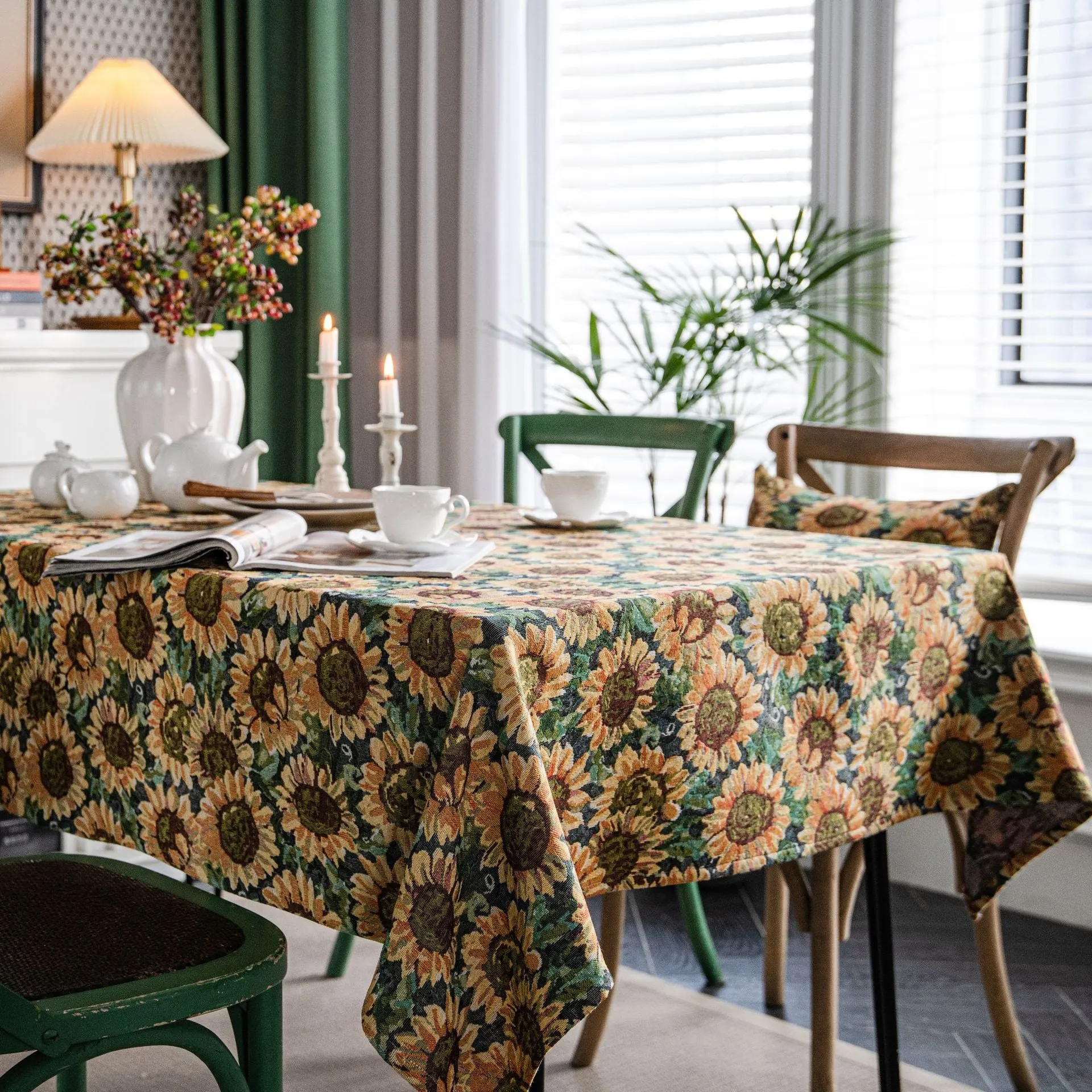 Colorful Jacquard Table Cloth American Tablecloth Double-Sided Pattern Thick Tablecloth Geometric Bohemian Dustproof Table Cloth