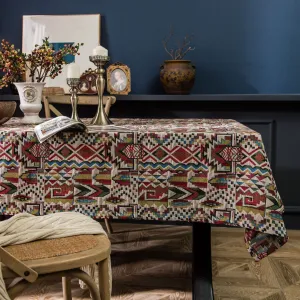 Colorful Jacquard Table Cloth American Tablecloth Double-Sided Pattern Thick Tablecloth Geometric Bohemian Dustproof Table Cloth