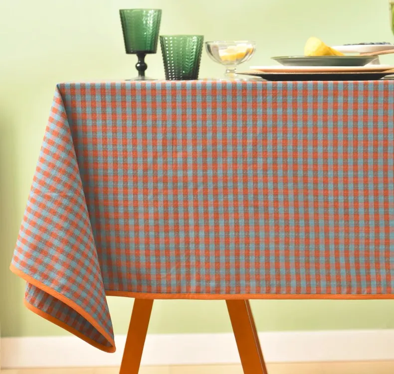 Cotton Chequer Rectangular Tablecloth for Kitchen, Rectangle Table Covers for Dining Room Table, Square Tablecloth for Coffee Table, Farmhouse Table Cloth