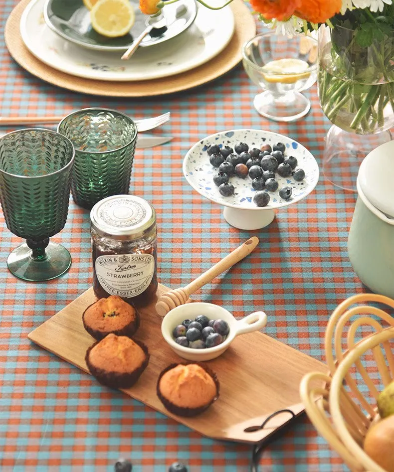 Cotton Chequer Rectangular Tablecloth for Kitchen, Rectangle Table Covers for Dining Room Table, Square Tablecloth for Coffee Table, Farmhouse Table Cloth