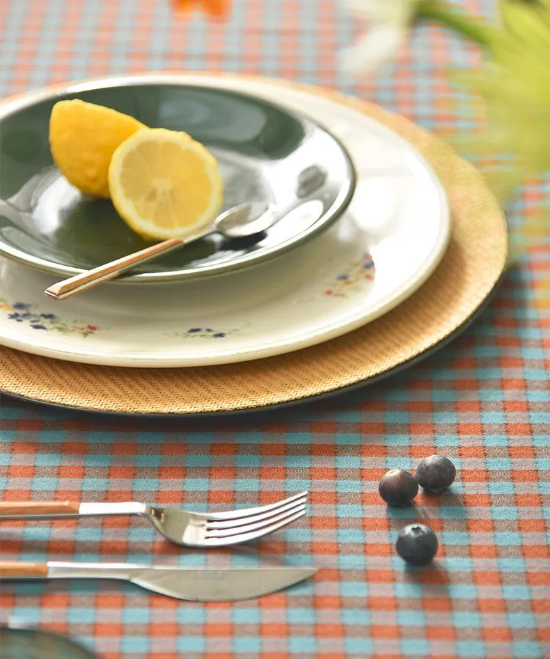 Cotton Chequer Rectangular Tablecloth for Kitchen, Rectangle Table Covers for Dining Room Table, Square Tablecloth for Coffee Table, Farmhouse Table Cloth