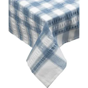 Cotton Seersucker Tablecloth - Blue