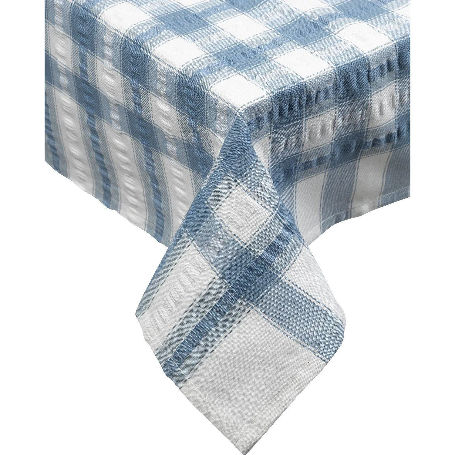 Cotton Seersucker Tablecloth - Blue