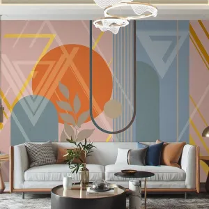 Custom Mural Wallpaper Minimalist Abstract Geometric Leaves (㎡)