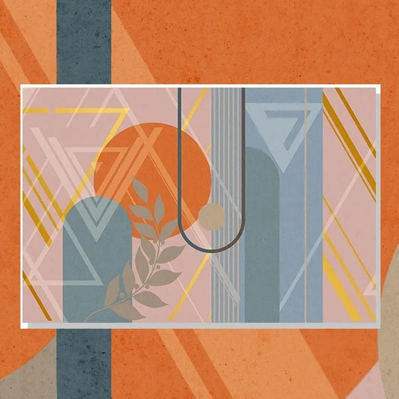 Custom Mural Wallpaper Minimalist Abstract Geometric Leaves (㎡)