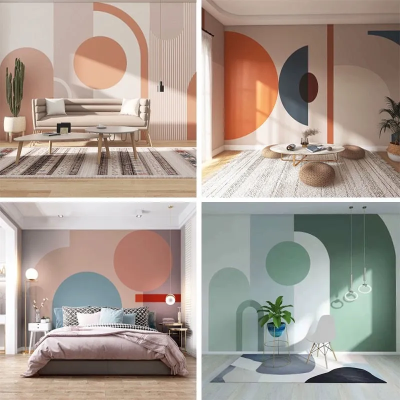 Custom Wallpaper Mural Nordic Minimalist Geometric Arch with Shapes (㎡)