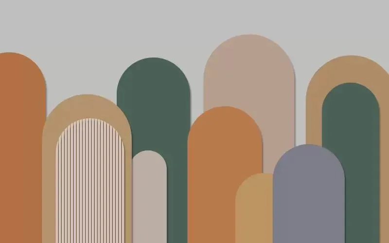Custom Wallpaper Mural Nordic Minimalist Geometric Arch with Shapes (㎡)