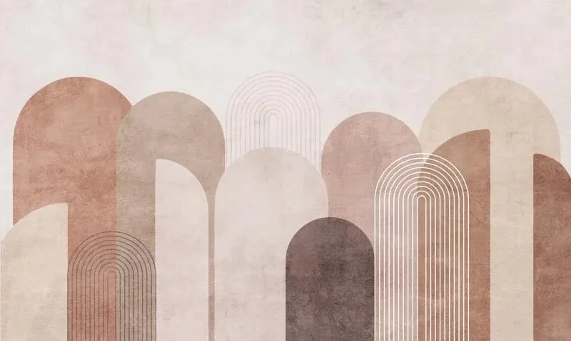 Custom Wallpaper Mural Nordic Minimalist Geometric Arch with Shapes (㎡)