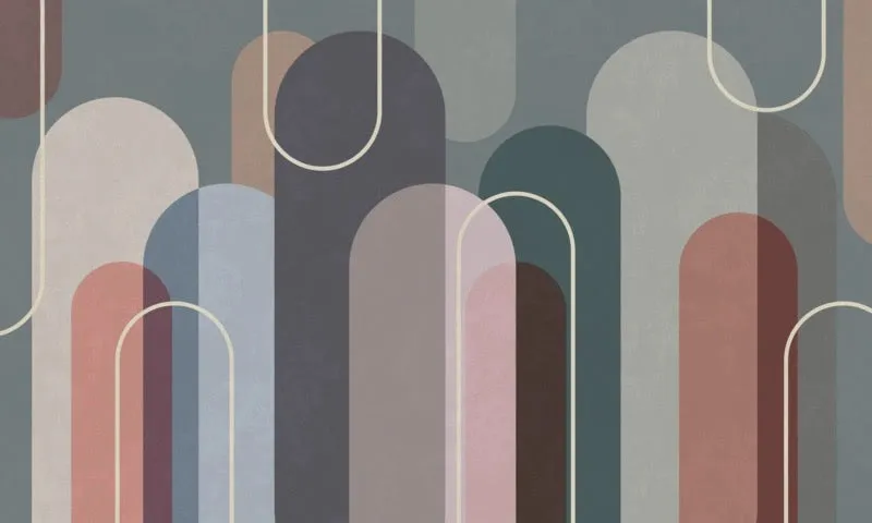 Custom Wallpaper Mural Nordic Minimalist Geometric Arch with Shapes (㎡)