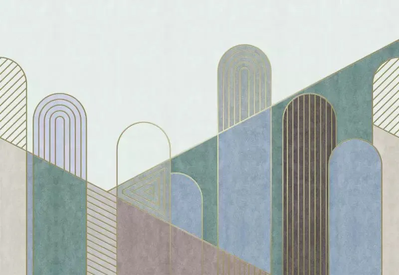 Custom Wallpaper Mural Nordic Minimalist Geometric Arch with Shapes (㎡)