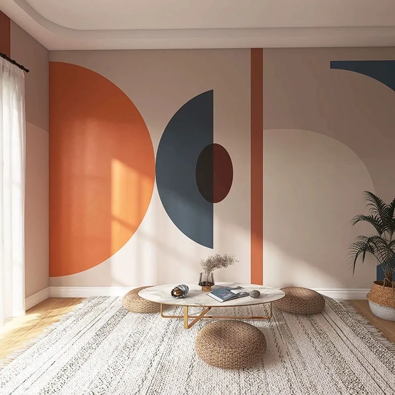 Custom Wallpaper Mural Nordic Minimalist Geometric Arch with Shapes (㎡)