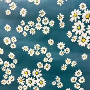 Daisy Teal Vinyl Oil Cloth