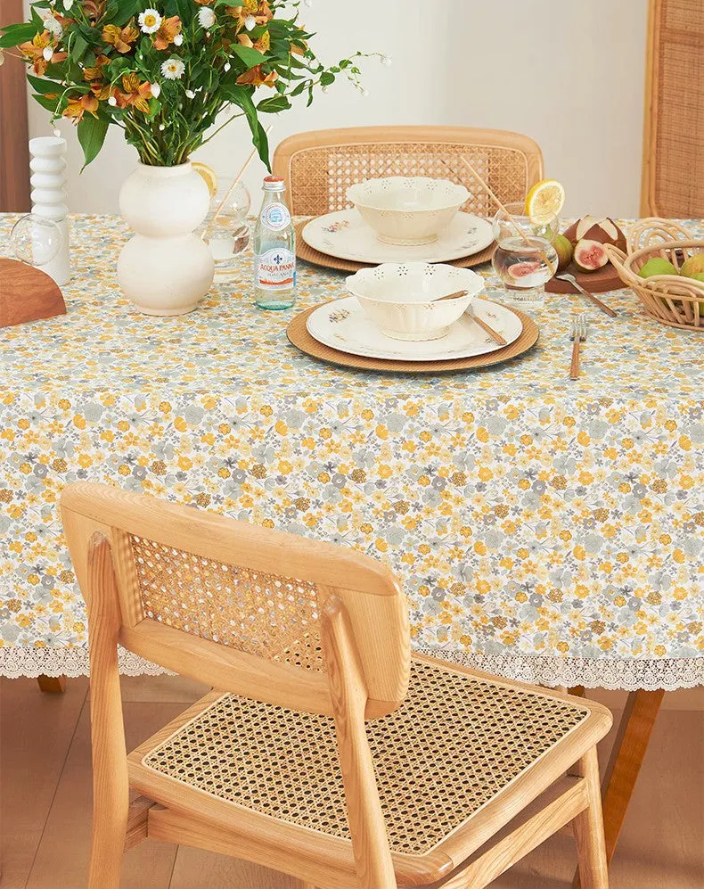 Dining Room Flower Table Cloths, Cotton Rectangular Table Covers for Kitchen, Farmhouse Table Cloth, Wedding Tablecloth, Square Tablecloth for Round Table